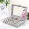Velvet Glass Jewelry Ring Display Stand Storage Box Ring Earrings Jewelry Box